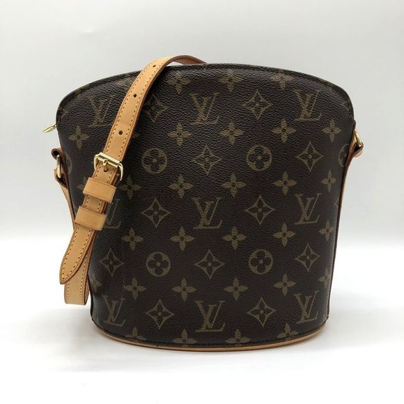 Louis Vuitton M51290 Drouot Shoulder Bag Monogram Brown Women Men Vintage USED - Picture 1 of 10